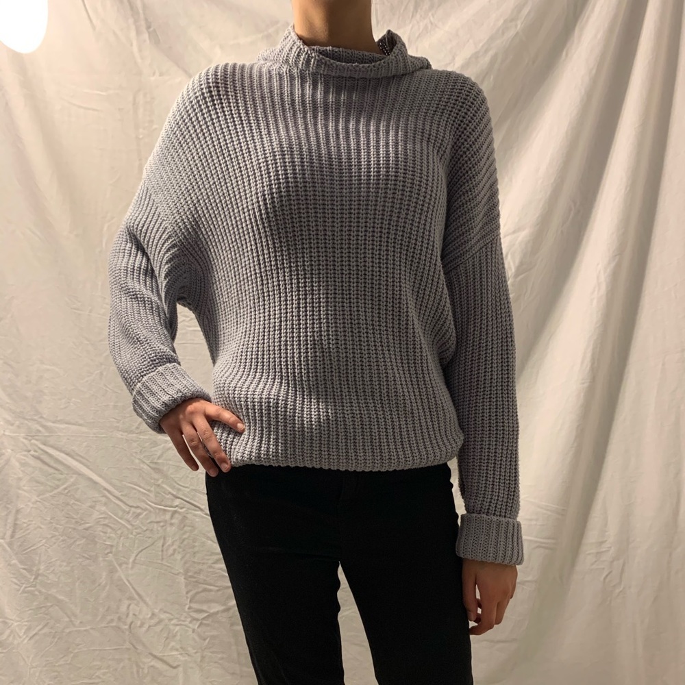 oversized pale blue sweater